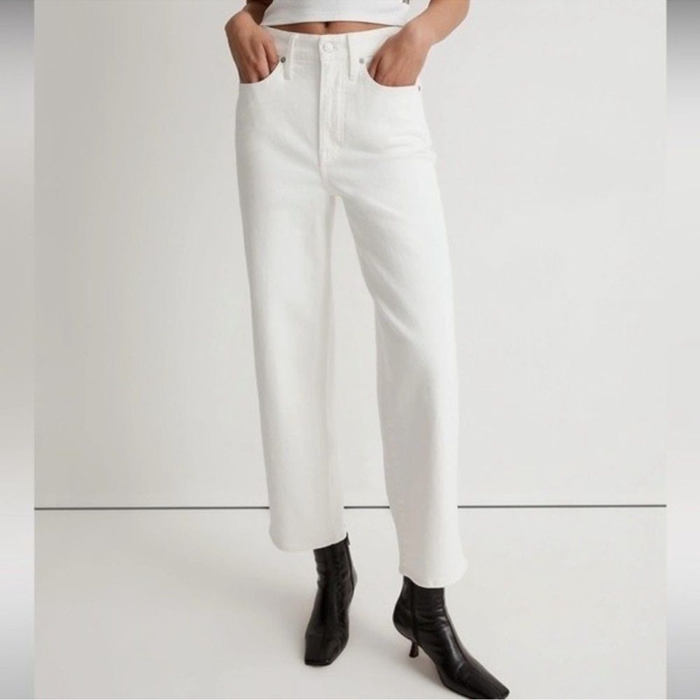 Madewell NWT The Tall Perfect Vintage Wide Leg Crop Jeans Size 33T in Tile White